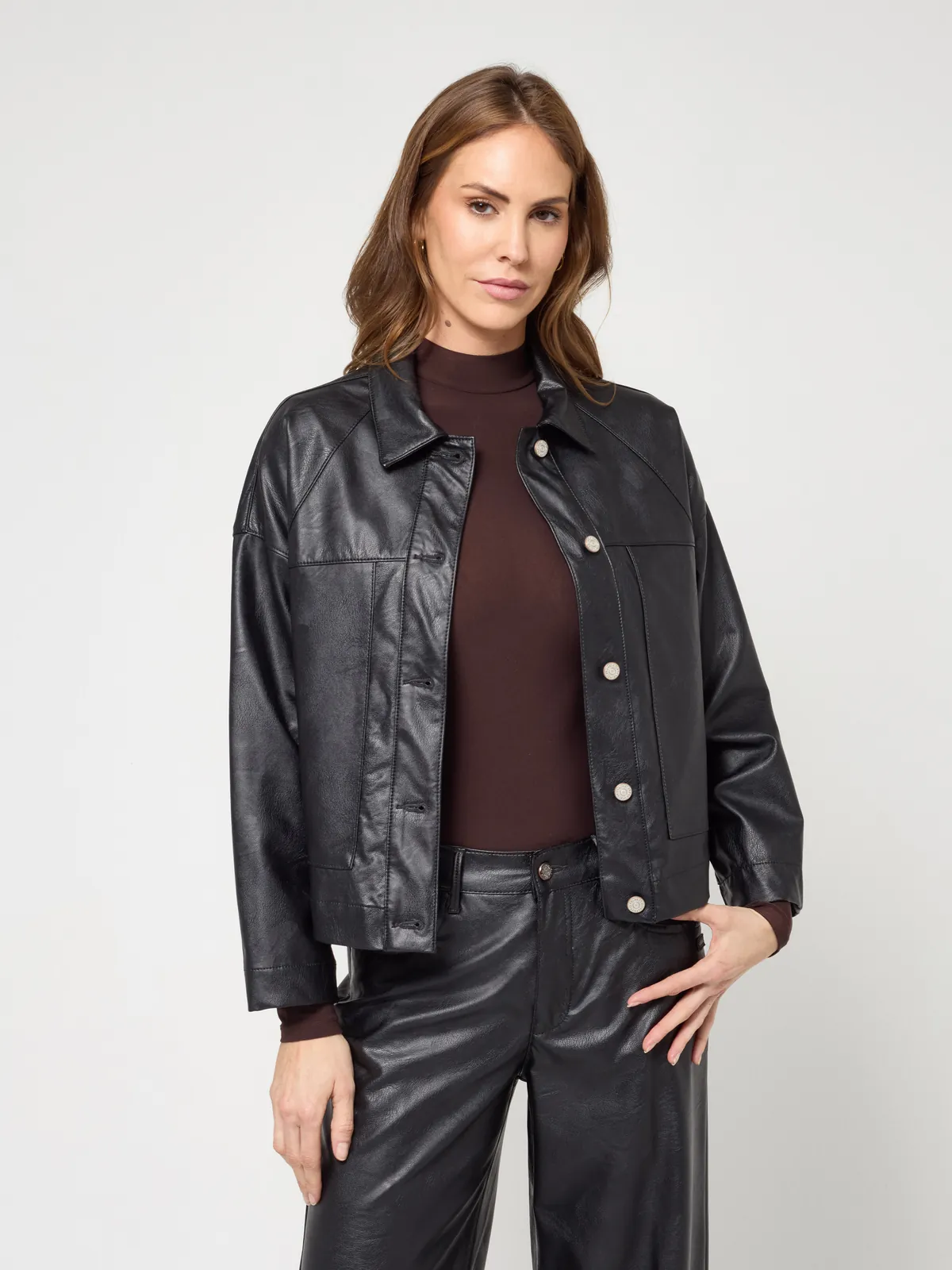 Lederjacke am Model